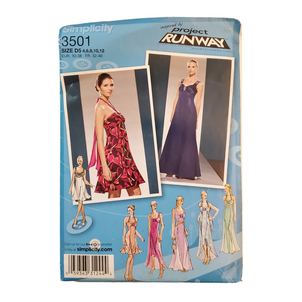 Simplicity 3501 Size D5 4-12  Dress‎ Project Runway Sewing Pattern